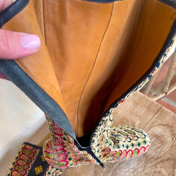 CALLEEN CORDERO Colorful Blanket Ikat Copper Studded Wood Clog Heel Boots 7 USA! - Picture 12 of 12